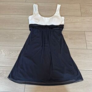 Deb‎ Y2K BabyDoll White & Black Sleeveless Dress Party Cocktail padded S